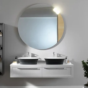 Dulap baie suspendat KolpaSan Blanche, 150 cm, pentru lavoar pe blat, alb Alb