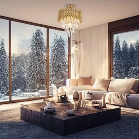 Lustră pe tijă MADISON 9xE14/40W/230V auriu