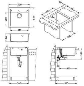 ALVEUS 1128395 - Chiuvetă bucătărie FORMIC 52x51 cm granit/albă