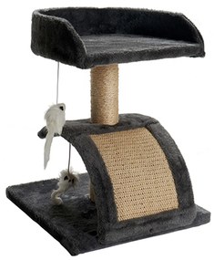 Ansamblu de joaca pentru pisici cu zona de ascutit ghearele si 2 soricei 30 x 30 x 40 cm Negru