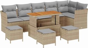 vidaXL Set de canapele pentru grădină 10 pcs bej și gri deschis