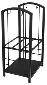 Coș pentru lemne de foc cu ustensile de șemineu 30x40x73 cm negru