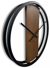 Ceas de perete din lemn maro cu diametrul de 50 cm