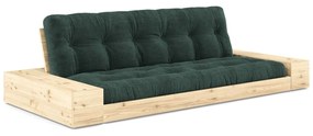 Canapea verde-închis extensibilă cu tapițerie din catifea reiată 244 cm Base – Karup Design