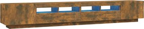 vidaXL Set dulapuri TV cu LED, 3 piese, stejar fumuriu, lemn prelucrat