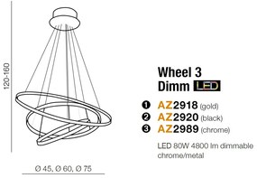 Lustra LED dimabila design modern Wheel 3 auriu