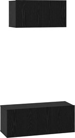 vidaXL Set comodă TV Pe perete 2 pcs Stejar Negru Lemn compozit