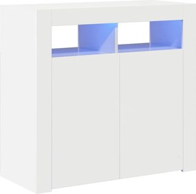 vidaXL Servantă cu lumini LED, alb extralucios, 80x35x75 cm