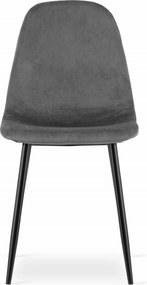 OFERTA Scaun de catifea gri inchis COMO cu picioare negre calitate II