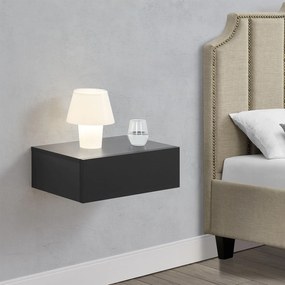 Noptiera montata pe perete 46x30x15 cm cu sertar, negru