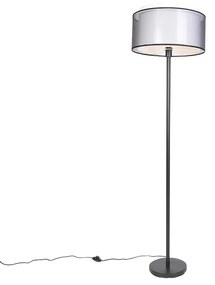 Lampa de podea de design neagra cu abajur alb-negru 47 cm - Simplo