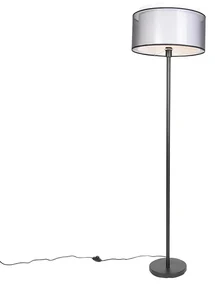 Lampa de podea de design neagra cu abajur alb-negru 47 cm - Simplo