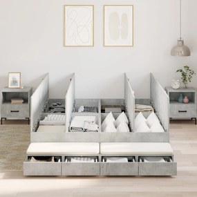 vidaXL Cadru de pat cu depozitare Gri din beton 236.5 x 140 x 31.5 cm