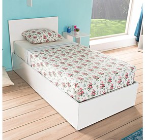 Pat de o persoană 90 cm Kalabora (cu somieră) (cu sp. depozitare) (alb). 1108497