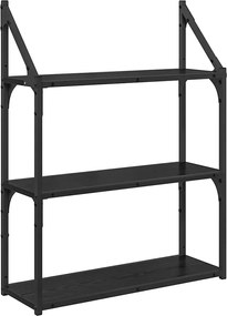 vidaXL Raft de perete Stejar Negru 60 x 21 x 78,5 cm Lemn compozit
