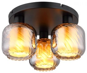 Plafoniera neagra cu sticla fumurie XIA pentru living