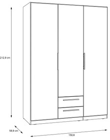 Dulap cu oglindă MARO 150x213 cm, stejar artisan