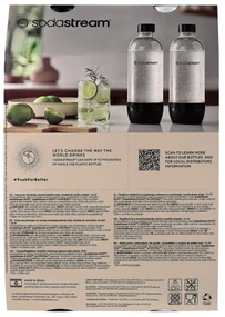 Set 2 sticle carbonatare, plastic, 1L, AlbNegru Sodastream 1042202400