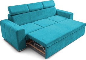 Canapea Extensibilă 3 locuri BELLAGIO, cu tetiere reglabile, 242x95x99 cm, Turcoaz-Enjoy