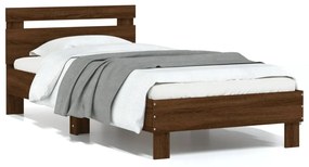 838574 vidaXL Cadru de pat cu tăblie stejar maro 75x190 cm lemn prelucrat