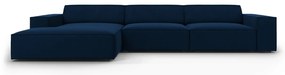 Coltar stanga 4 locuri, Jodie, Micadoni Home, BL, 284x166x70 cm, catifea, albastru regal