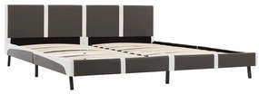 280296 vidaXL Cadru de pat, gri și alb, 180 x 200 cm, piele ecologică