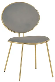Scaun catifea Livi gri, picioare metal