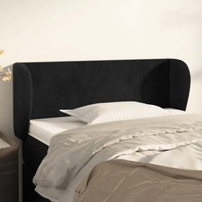Tablie de pat cu aripioare negru 103x23x78 88 cm catifea 1, Negru, 103 x 23 x 78 88 cm
