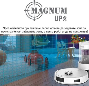Aspirator robot MAGNUM UP, 45 W, 20 000 Pa, 180 min, 230 ml, Rezervor automat, Senzori SMART, Curatare umeda/uscata, Alb