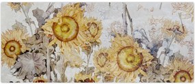 Tablou - Floarea-soarelui pe perete (120x50 cm)