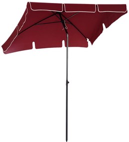 Outsunny Umbrelă de Grădină cu Margini Ondulate și 4 Brațe din Aluminiu, 198x130x245 cm, Roșu | Aosom Romania