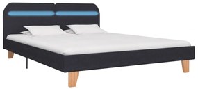 280895 vidaXL Cadru pat cu LED-uri, gri închis, 180x200 cm, material textil
