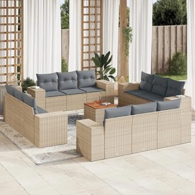 vidaXL Set canapele de grădină, 13 piese, cu perne, bej, poliratan