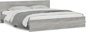 vidaXL Cadru de pat cu tăblie, gri sonoma, 160x200 cm