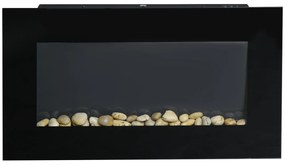 Șemineu electric de perete HOMCOM 1000/2000 W, efect flacără LED 7 culori, 72,5 x 11,5 x 40 cm, negru | Aosom Romania