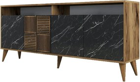 Comoda Milan, nuc/negru, PAL melaminat/plastic, 180x35x79 cm