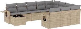 vidaXL Set canapele de grădină cu perne, 11 piese, bej, poliratan