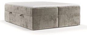 Pat boxspring maro deschis cu spațiu de depozitare 160x200 cm Yoko – Maison de Rêve