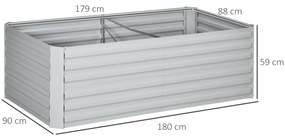 Outsunny Ghiveci de plante, Pat de flori portabil pentru plantare, îngrijire și crescere, Pat înalt, Oțel, Gri deschis | Aosom Romania