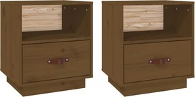 vidaXL Noptiere, 2 buc., maro miere, 40x34x45 cm, lemn masiv de pin