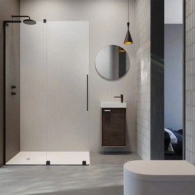 Paravan de dus tip Walk-in Radaway Furo SL negru mat-transparent 100 cm sticla securizata 8 mm stanga