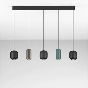 Lustra cu 5 pendule metal negru, maro, verde MARLIN