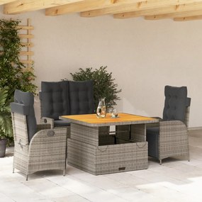 3277465 vidaXL Set mobilier de grădină cu perne, 4 piese, gri, poliratan