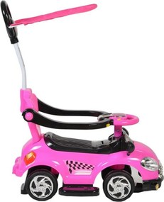 Masinuta copii si bebe NOVOKIDS™ Cartoon Car , cu melodii si sunete, maner de impins pentru parinti detasabil, copertina de protectie detasabila,