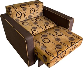 Fotoliu SAMY NEXT extensibil, cu lada de depozitare, stofa maro, cadru metalic, 103x100x92 Stofa, Maro + Bej