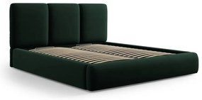 Pat matrimonial verde închis tapițat din catifea cu spațiu de depozitare cu somieră 180x200 cm Brody – Mazzini Beds
