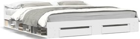 vidaXL Cadru de pat cu sertare, alb, 180x200 cm, lemn prelucrat