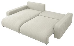 Colțar crem extensibil cu tapițerie din catifea reiată (cu colț variabil) Sara – Ropez