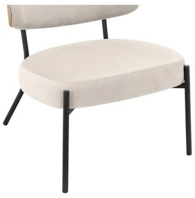 Fotoliu cu taburet crem cu tapițerie din catifea Jerry – Støraa