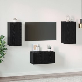 vidaXL Set comodă TV cu raft 3 pcs Stejar negru 60 x 30 x 30.5 cm